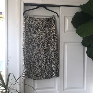 Leopard Skirt Mid Length Leg Slit